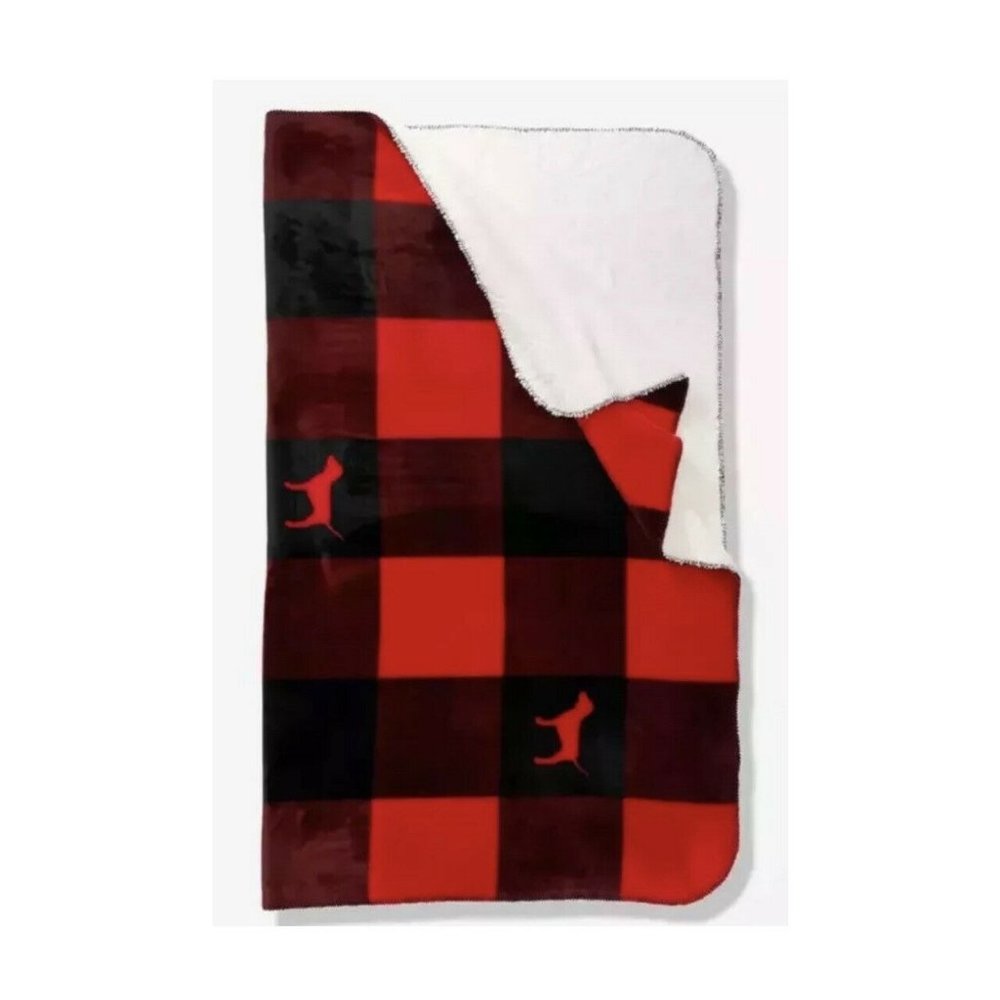 NEW Victorias Secret PINK Cozy Sherpa Blanket Red